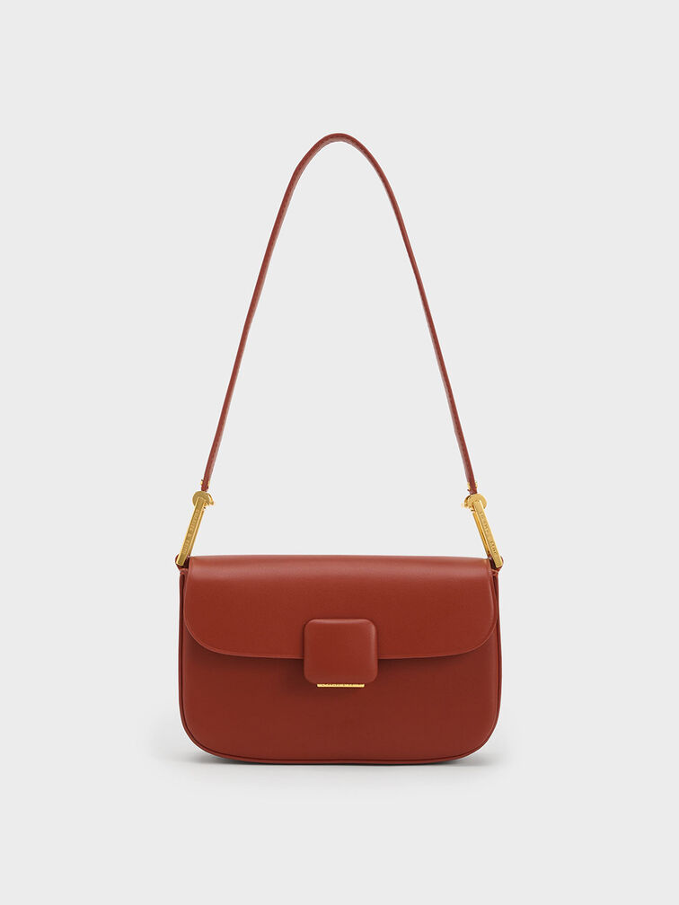 Koa Square Push-Lock Shoulder Bag, Brick, hi-res