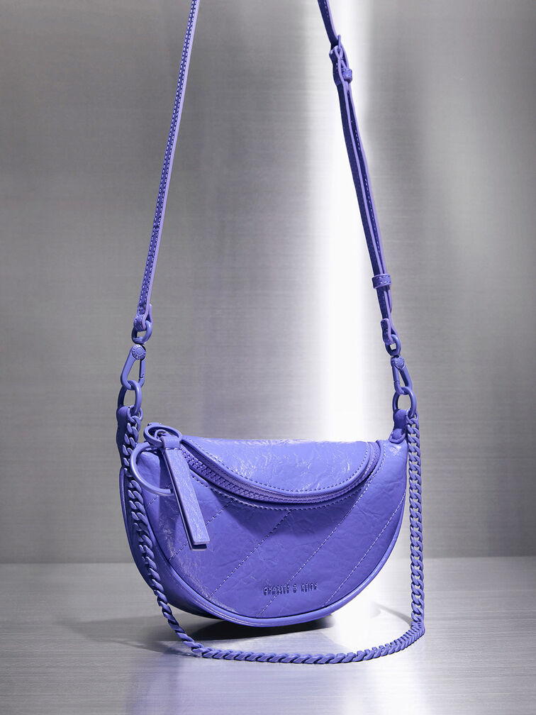 Philomena Half-Moon Crossbody Bag, Purple, hi-res