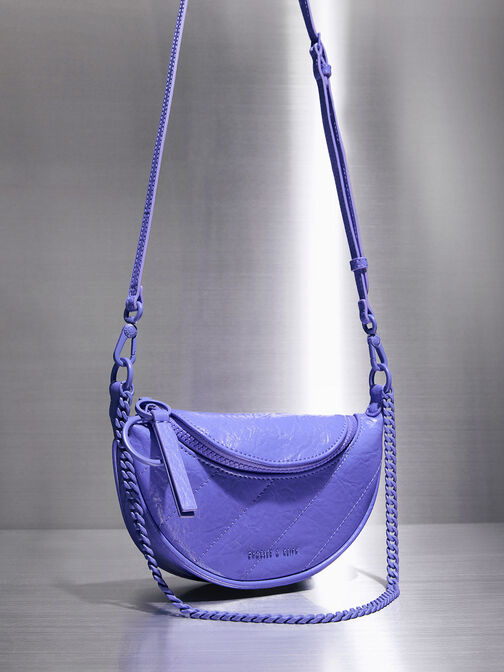 Philomena Half-Moon Crossbody Bag, Purple, hi-res