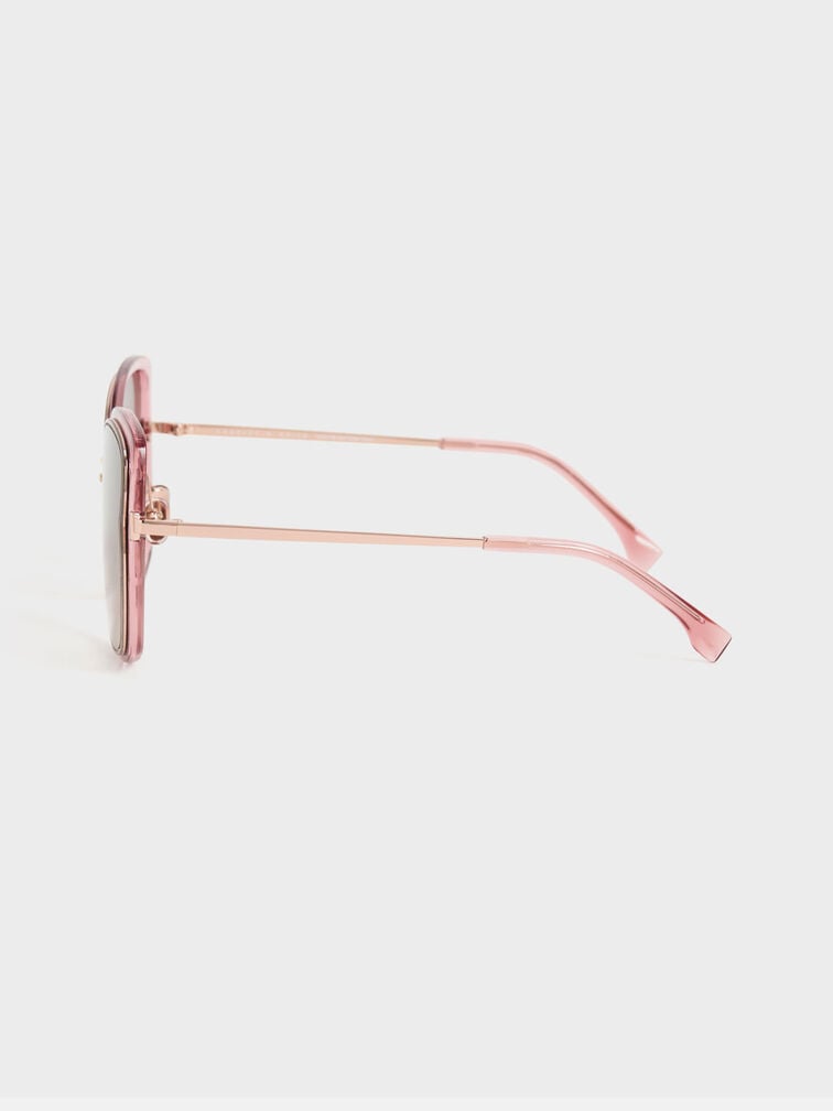 Wire-Frame Butterfly Sunglasses, Pink, hi-res