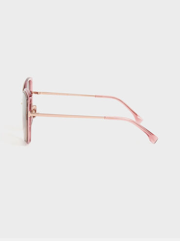 Wire-Frame Butterfly Sunglasses, Pink, hi-res