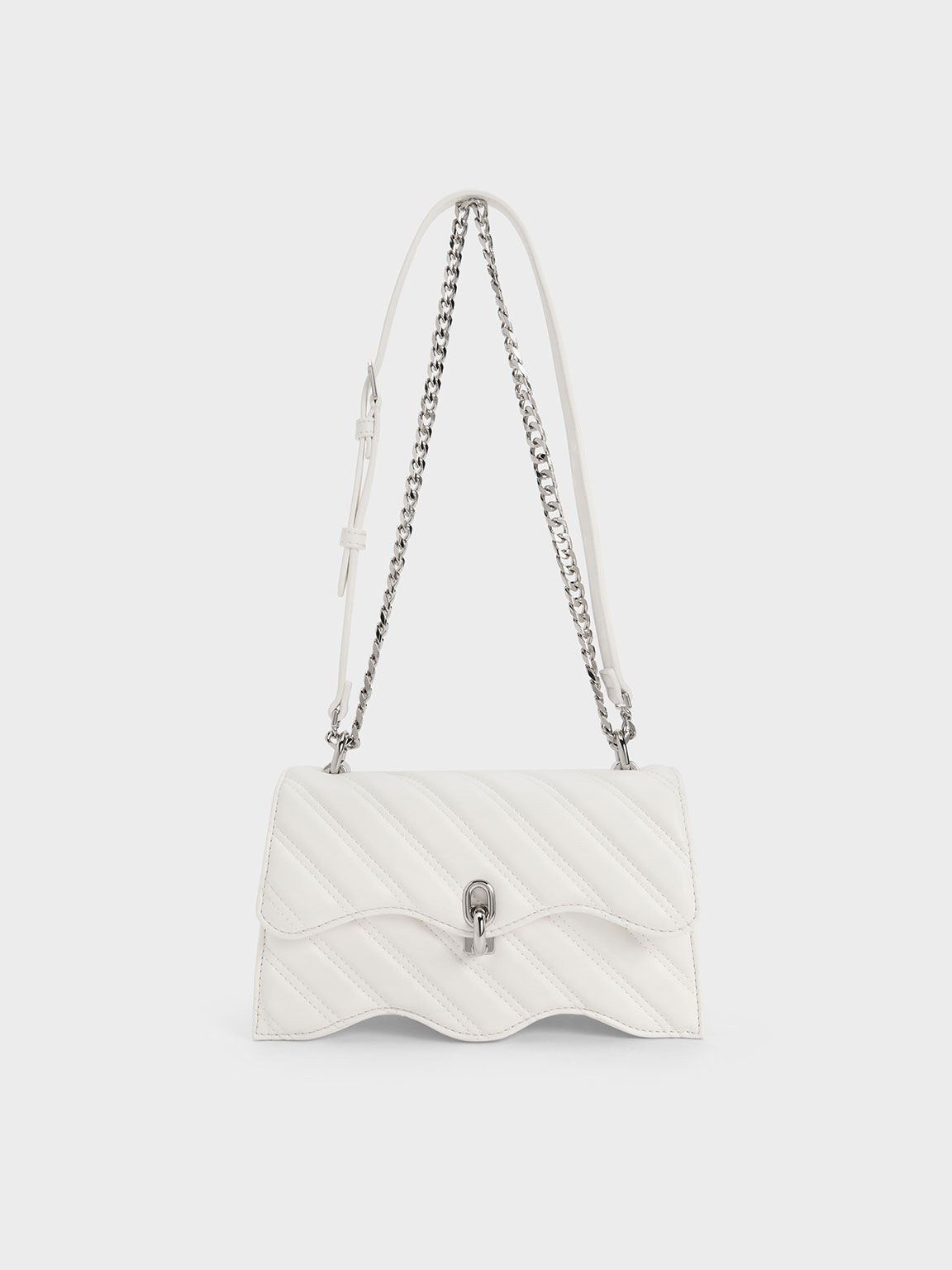 Freja Wavy Trapeze Crossbody Bag, White, hi-res