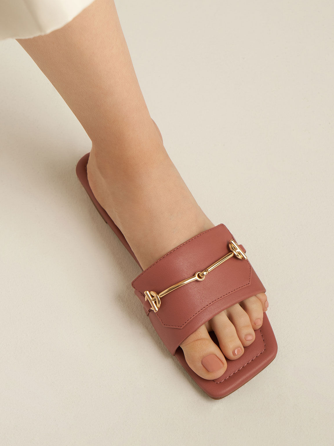 Cognac slide sandals shop