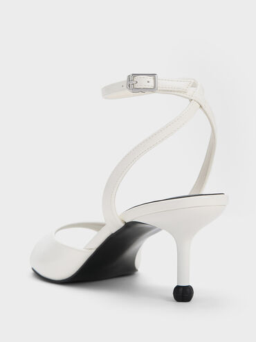 Sculptural Heel Ankle-Strap Pumps, White, hi-res