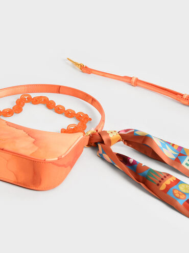 Alcott Scarf Chain-Link Shoulder Bag, Pumpkin, hi-res