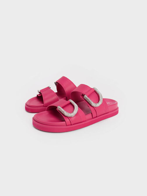 Gem-Embellished Gabine Slides, Pink, hi-res