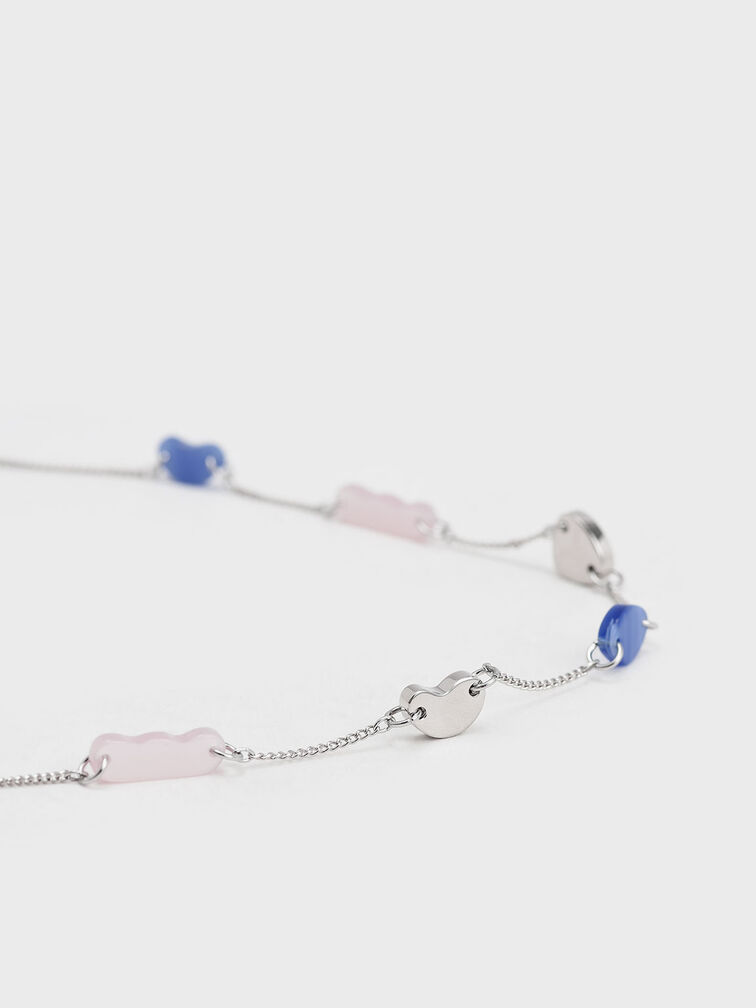 Resin Embellished Chain Link Choker, Silver, hi-res