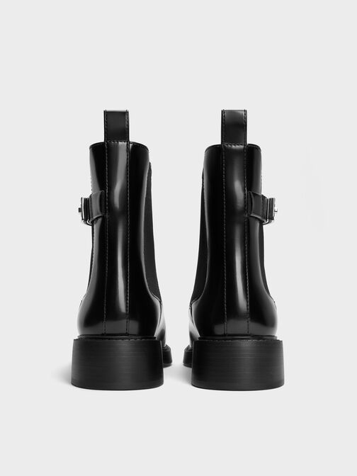 Lando Metallic-Buckle Chelsea Boots, Black Boxed, hi-res