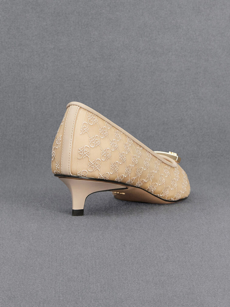 Christie Mesh Kitten-Heel Pumps, Beige, hi-res