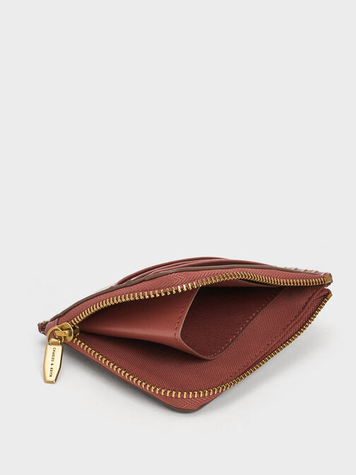 Circe Stitch-Trim Zip Around Card Holder, Mocha, hi-res