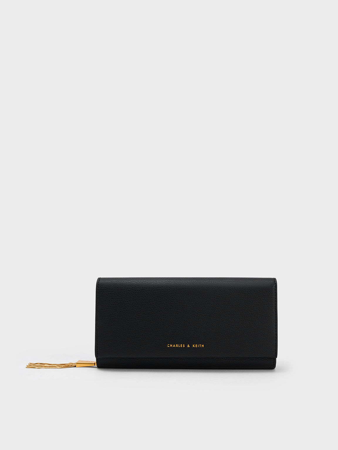 Tassel Detail Long Wallet, Black, hi-res