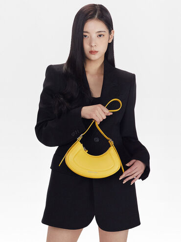 Petra Curved Shoulder Bag, Yellow, hi-res