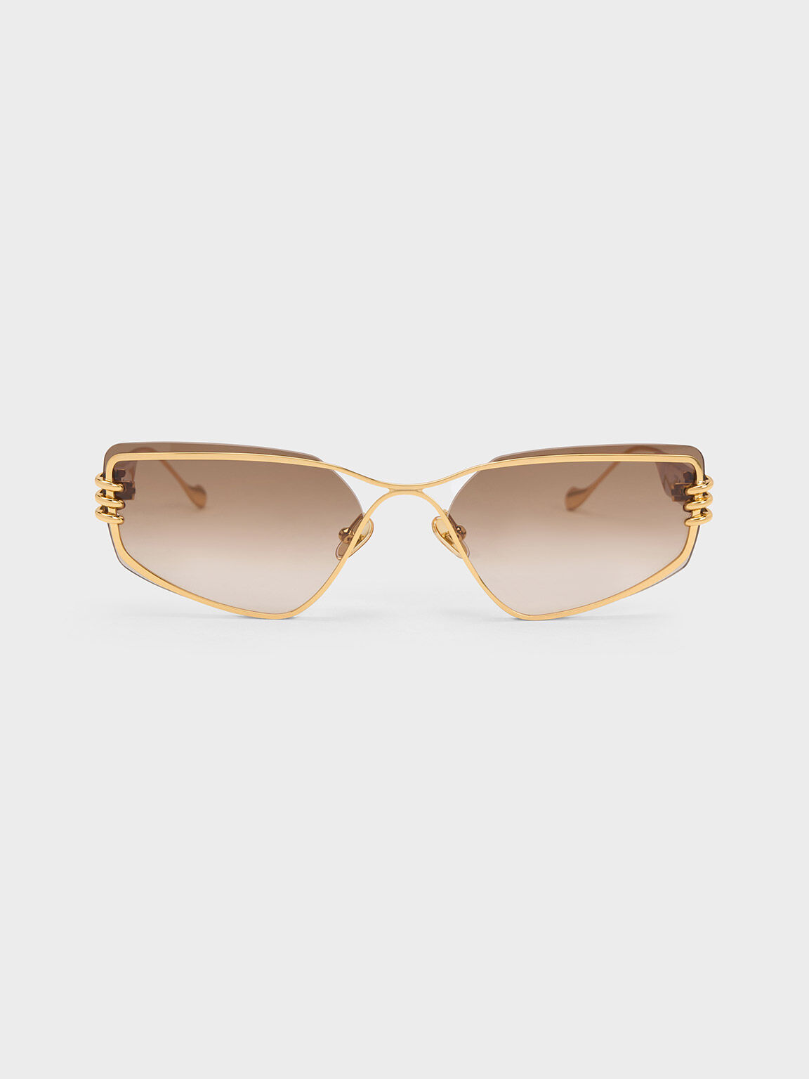Metallic-Rimmed Geometric Sunglasses, T. Shell, hi-res
