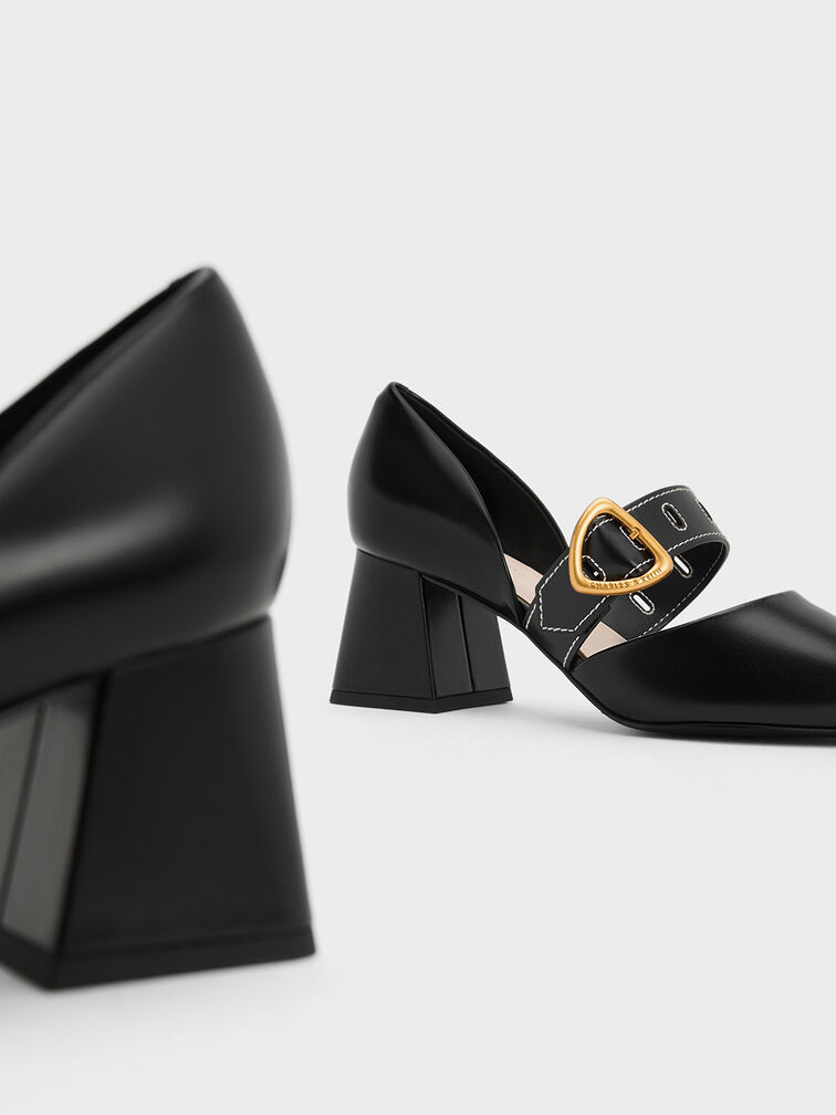 Sepphe Metallic Buckle D'Orsay Pumps, Black, hi-res