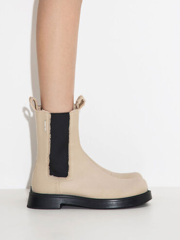 Bryn Denim Chelsea Boots, Beige, hi-res