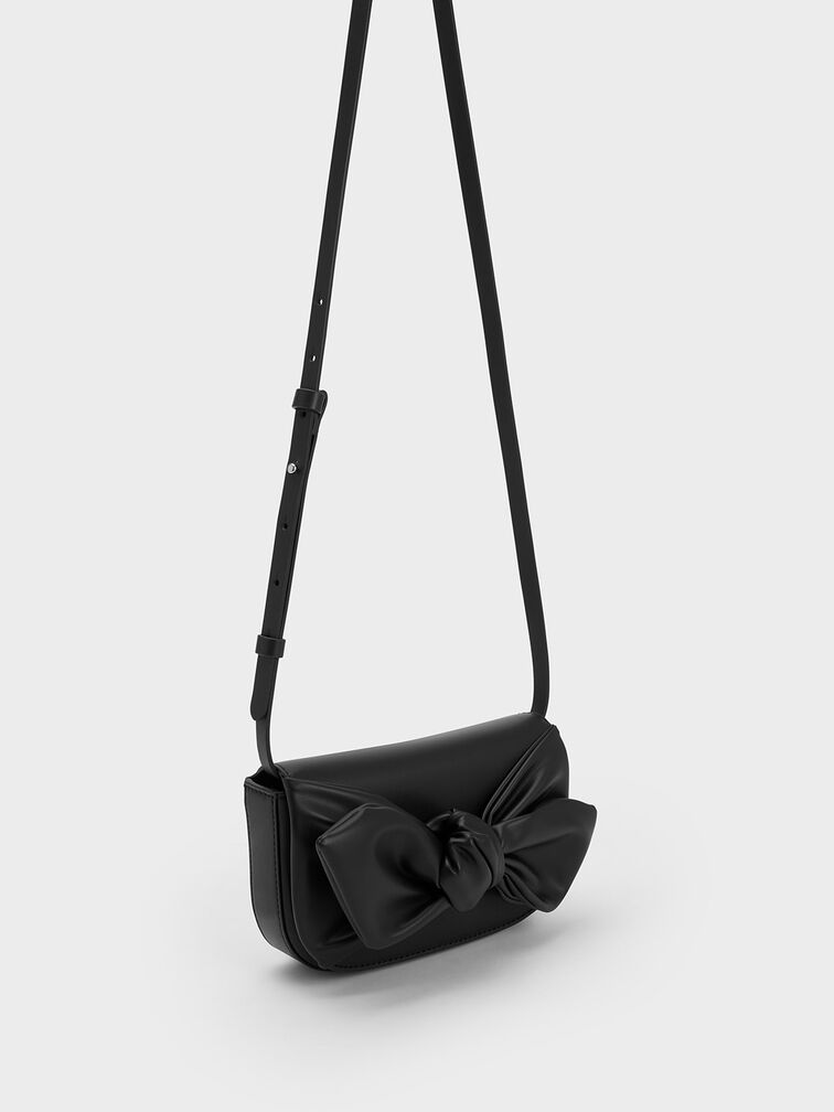 Bow Crossbody Bag, Black, hi-res