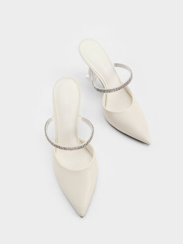 Gem Strap Mules, Cream, hi-res