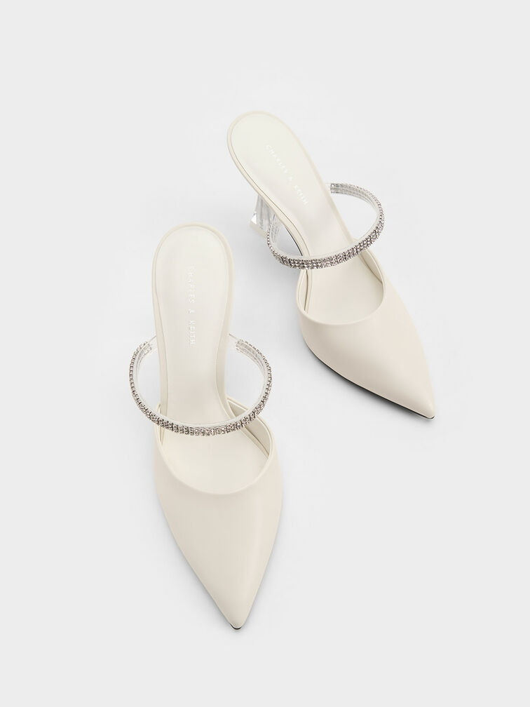 Gem Strap Mules, Cream, hi-res