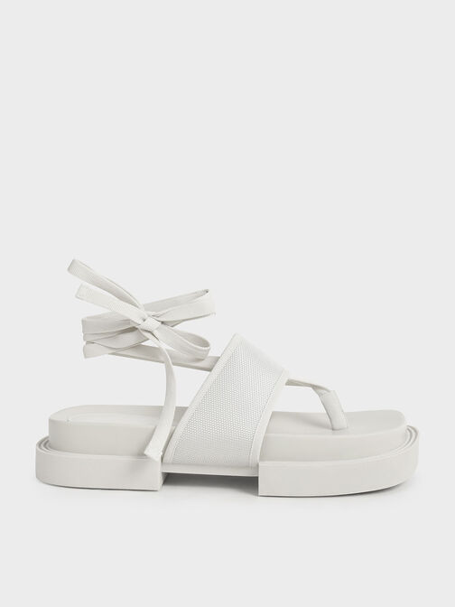 Alex Recycled Polyester Tie-Around Thong Sandals, Chalk, hi-res