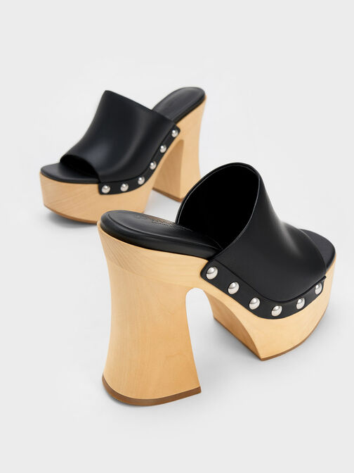 Tabitha Leather Platform Clogs, Black, hi-res