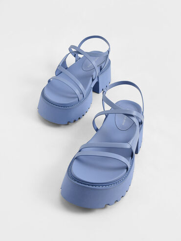 Nadine Strappy Platform Sandals, Blue, hi-res