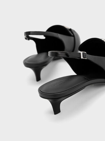 Gabine Leather Interlocking-Accent Slingback Pumps, Black, hi-res