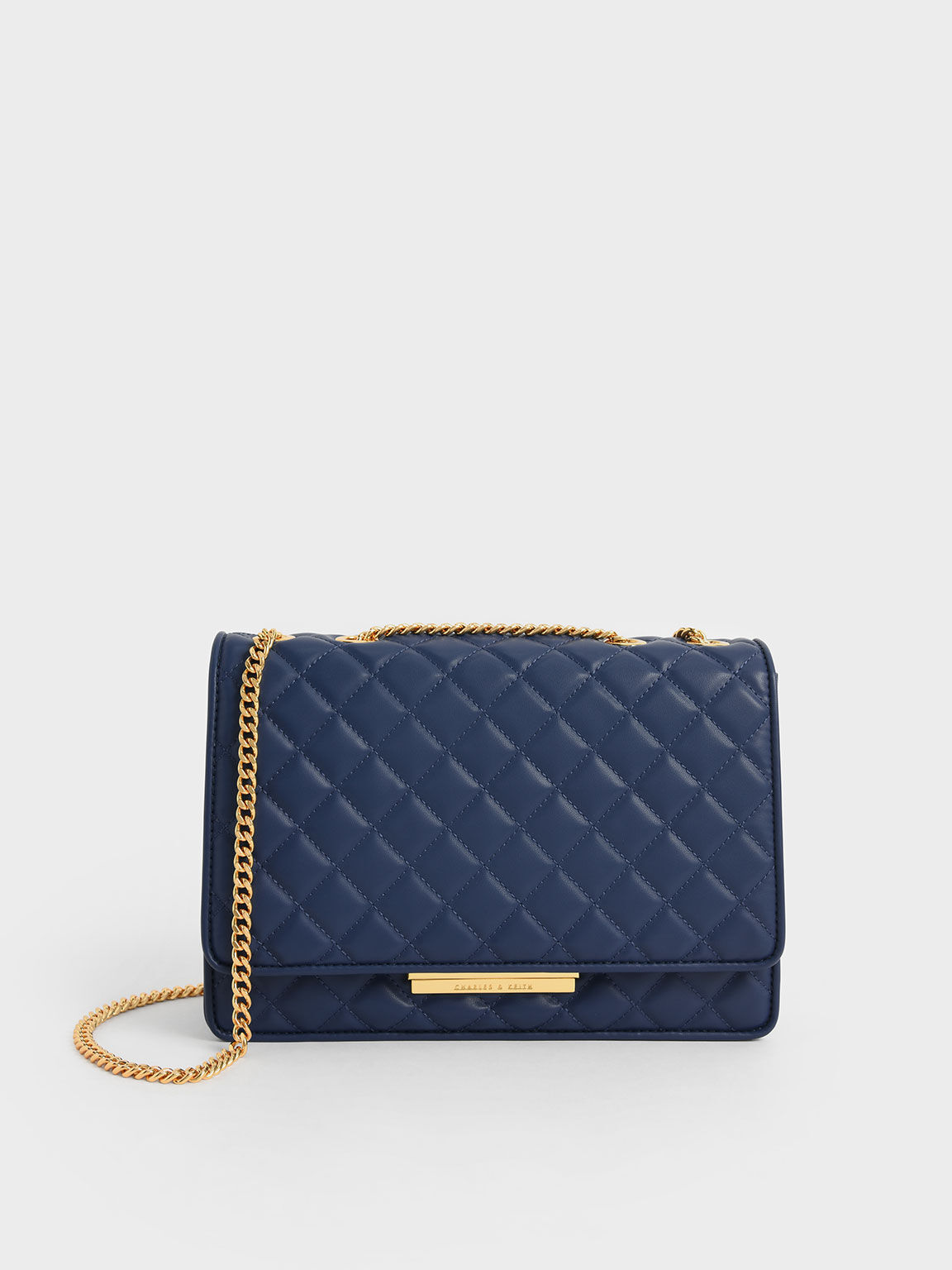 Navy Double Chain Handle Quilted Bag CHARLES KEITH SA