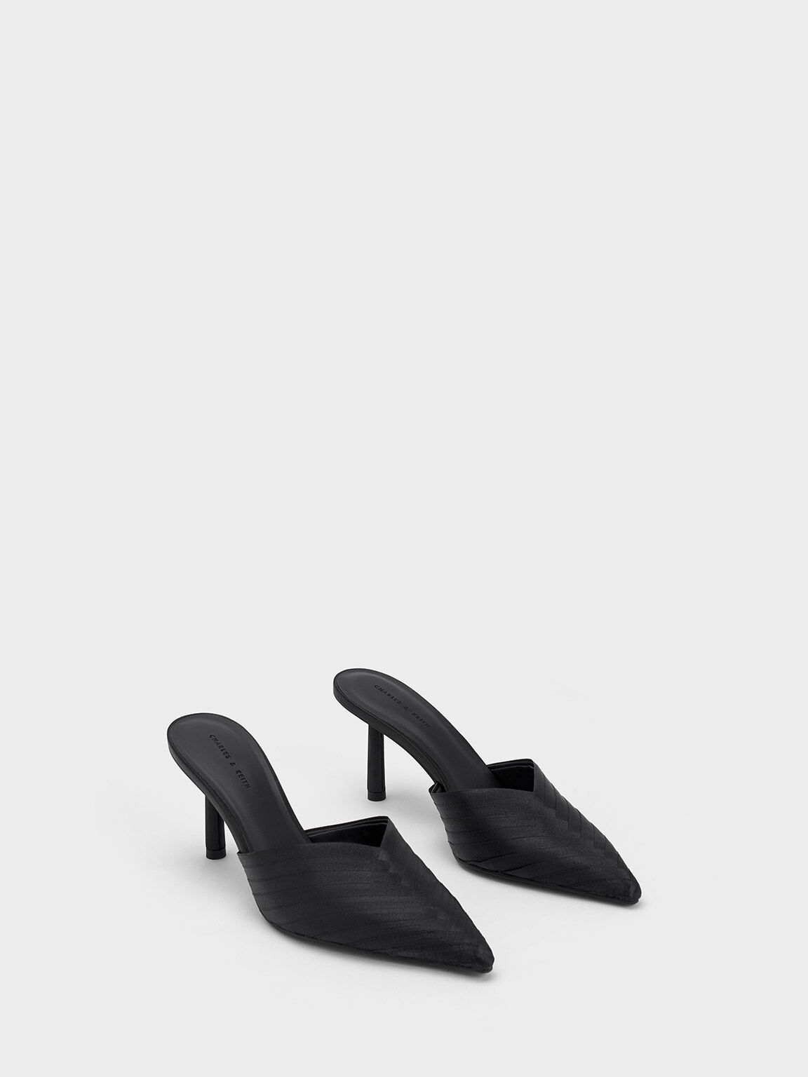Recycled Polyester Cylindrical Heel Mules, Black, hi-res