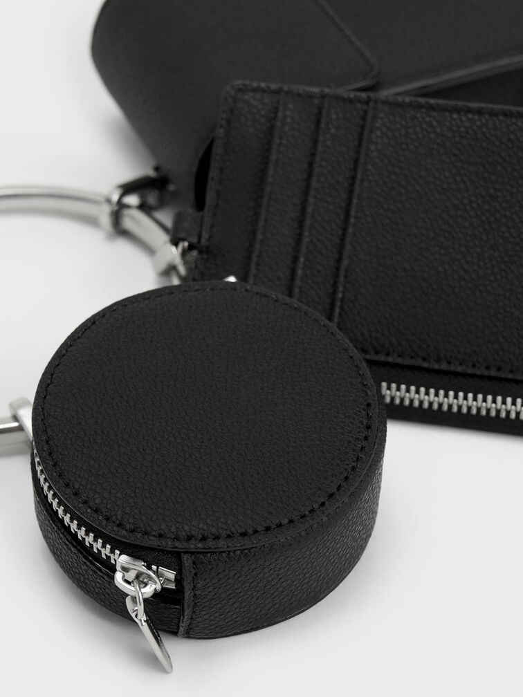 Chain Strap Ring-Detail Mini Bag, Black, hi-res