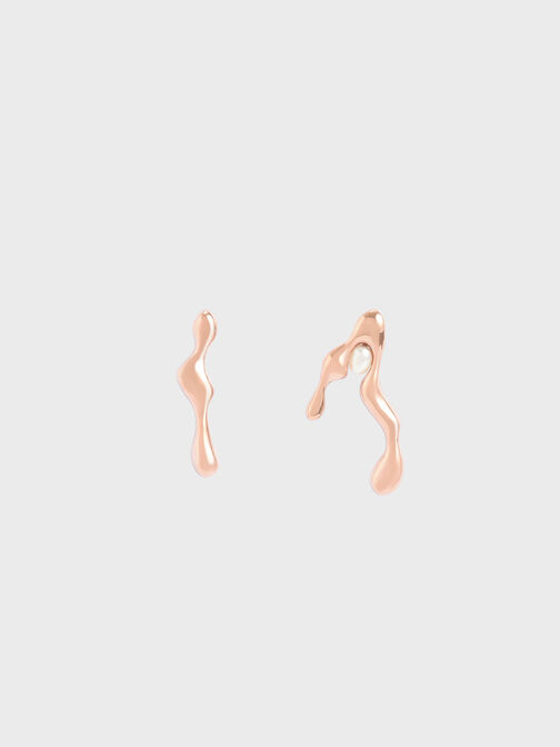 Sculpted Mismatch Earrings, Rose Gold, hi-res