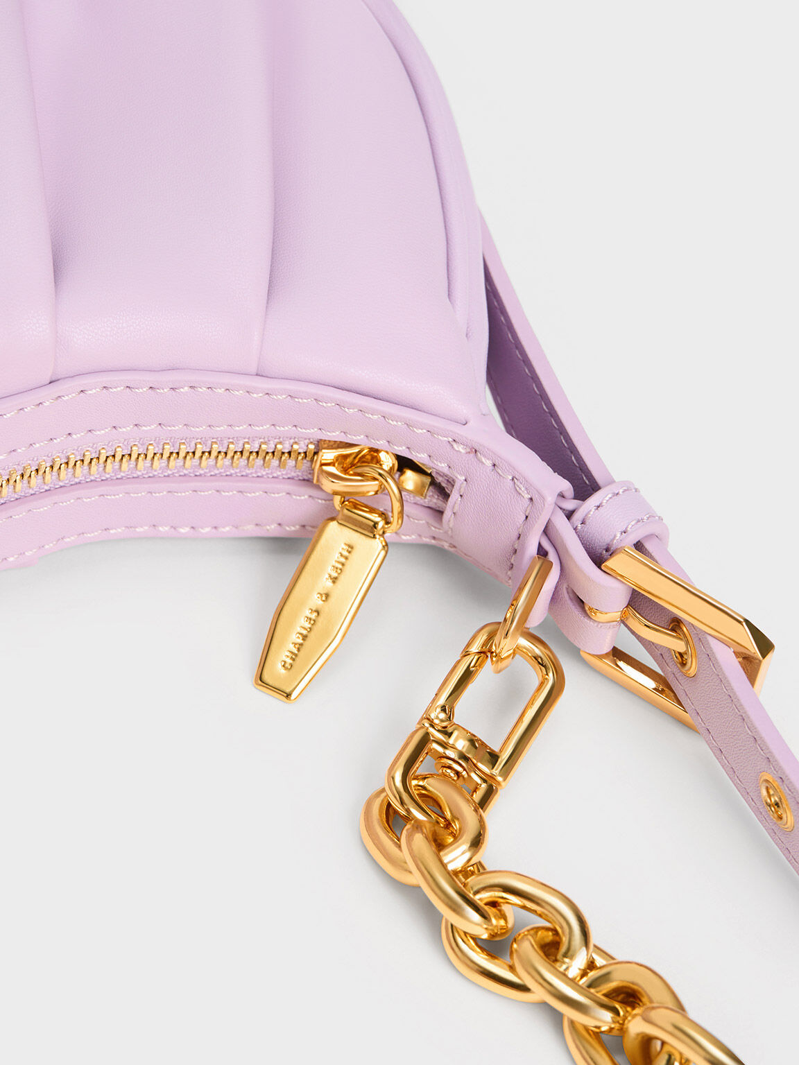 Duo Ruched Shoulder Bag, Lilac, hi-res