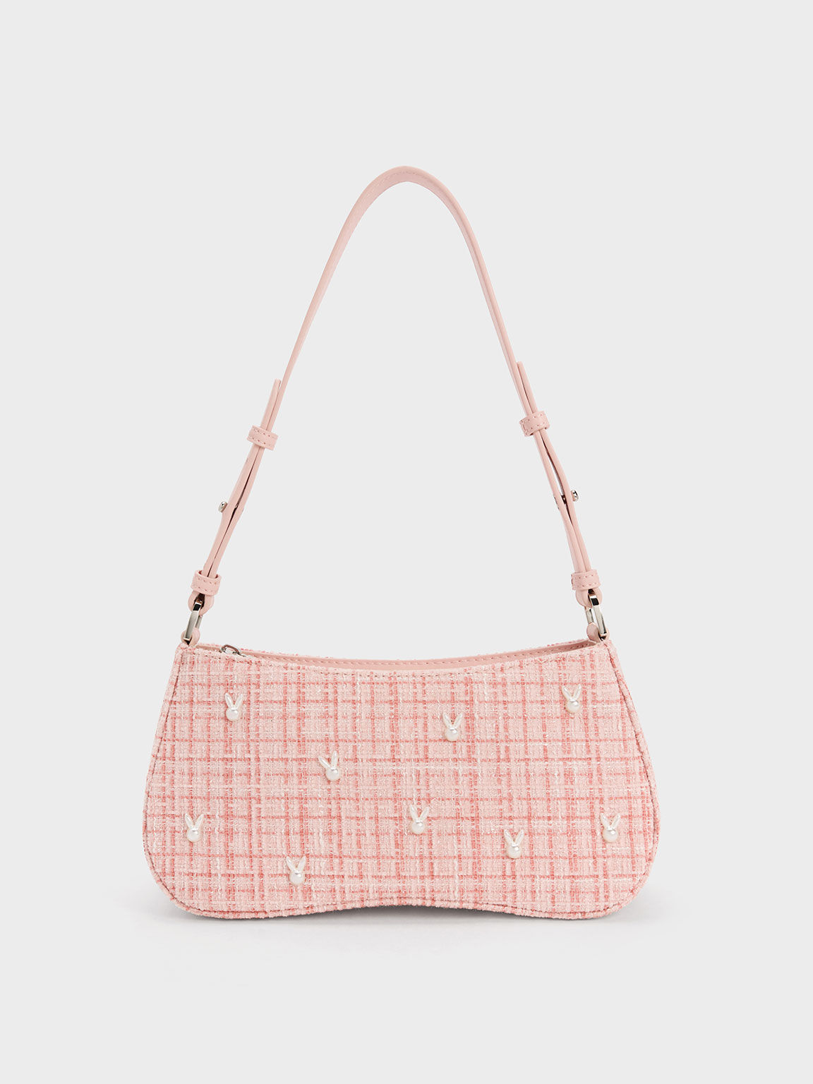 Bunny Tweed Shoulder Bag, Pink, hi-res