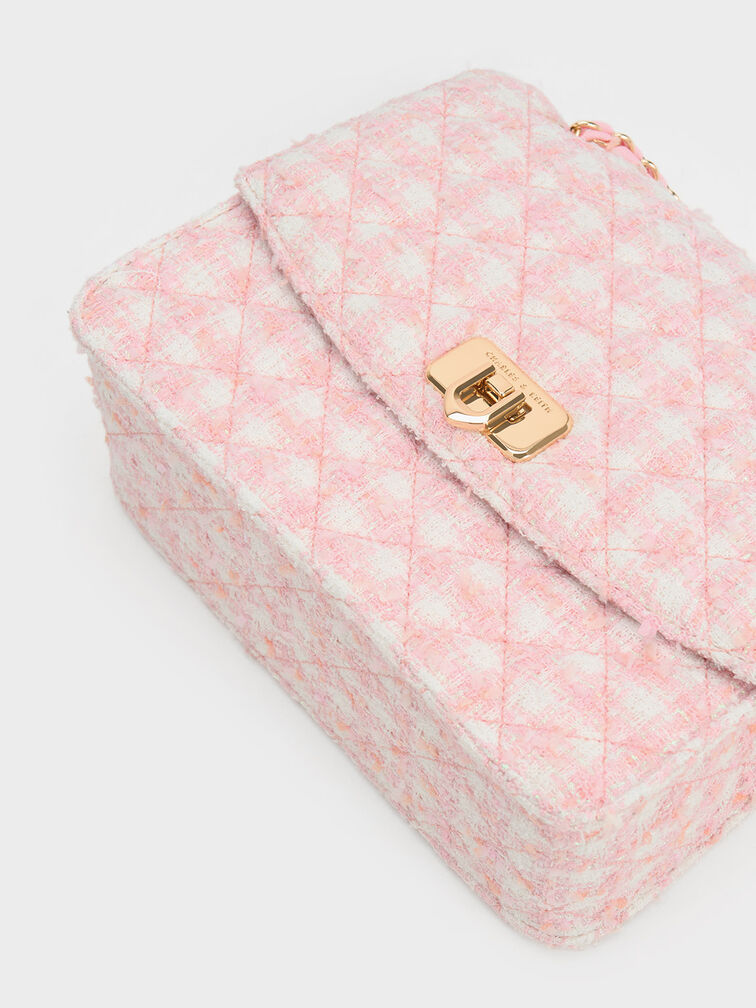 Cressida Tweed Chain Strap Bag, Pink, hi-res