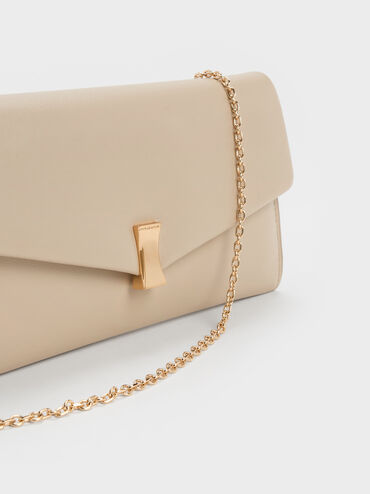 Lilibet Metallic-Accent Chain-Strap Long Wallet, Dusted Oat, hi-res