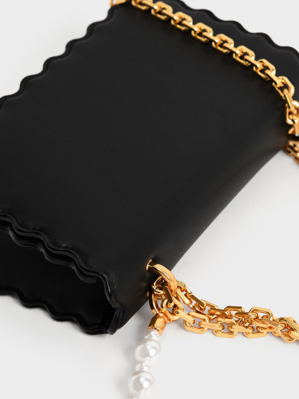 Black Rowan Beaded Chain Handle Bag - CHARLES & KEITH SA Black Rowan Beaded Chain Handle Bag - CHARLES & KEITH SA