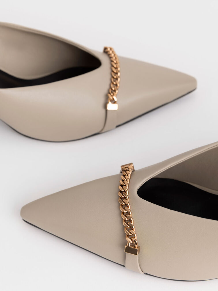 Chain Link D'Orsay Pumps, Taupe, hi-res