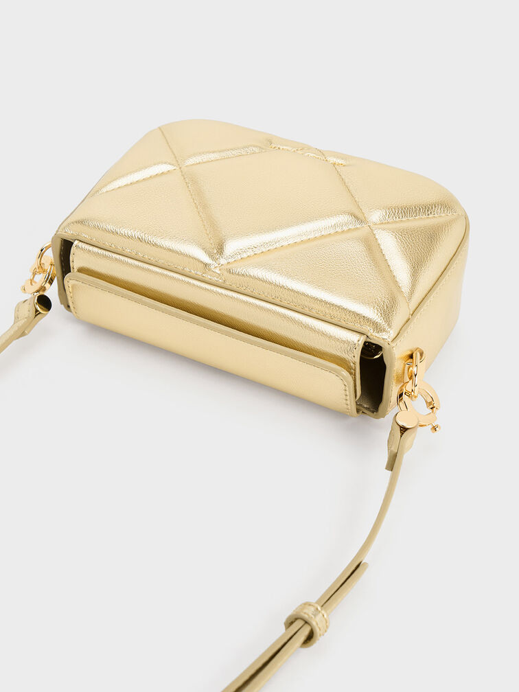 Mini Danika Chunky Chain Padded Bag, Gold, hi-res