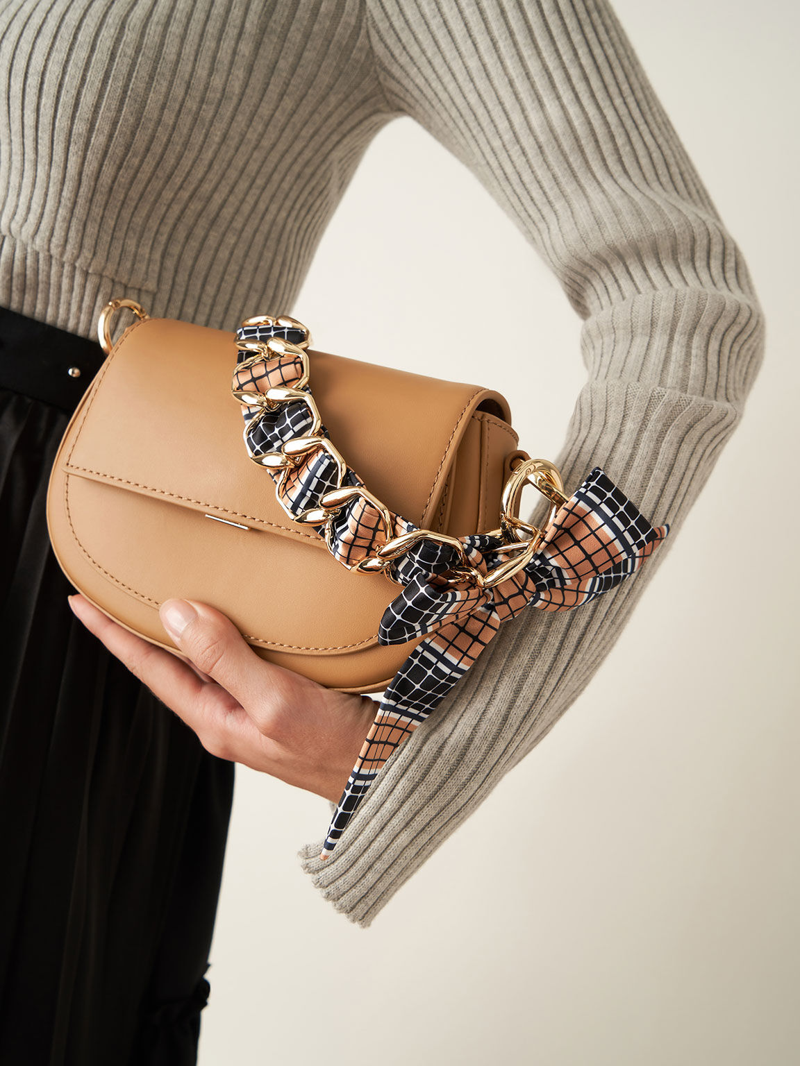 Charles and keith satin outlet scarf top handle bag