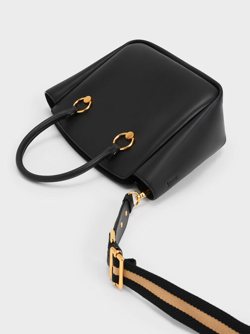 Ring-Embellished Large Tote Bag, Black, hi-res