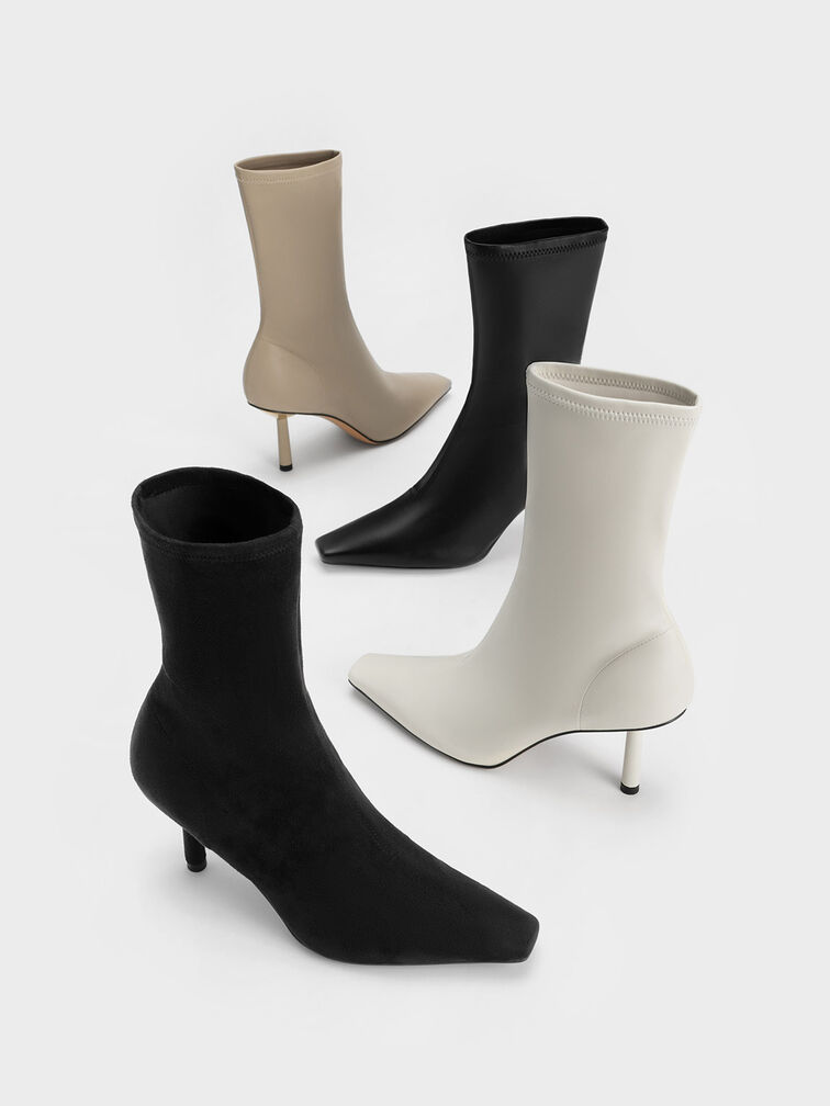 Cylindrical Heel Calf Boots, Taupe, hi-res