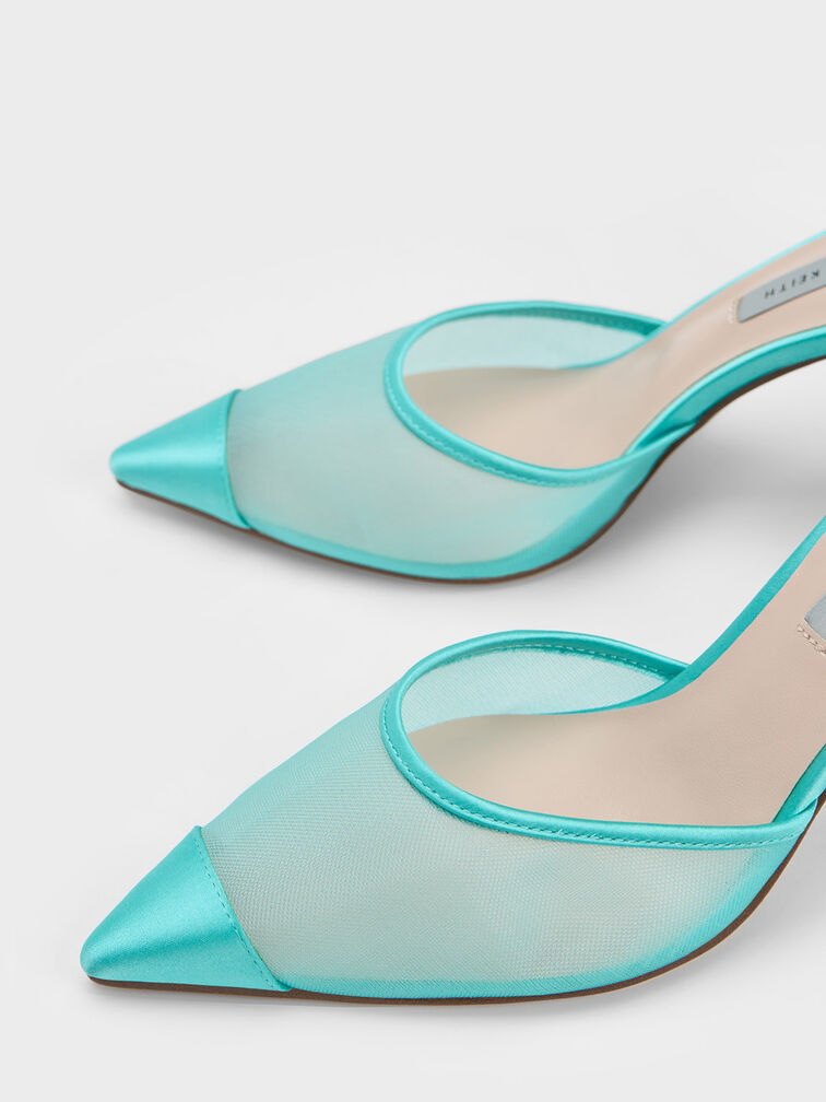 Recycled Polyester & Mesh Toe-Cap Pumps, Blue, hi-res