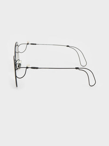 Wire Frame Butterfly Sunglasses, Black, hi-res