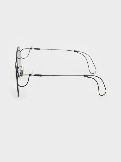 Wire Frame Butterfly Sunglasses, Black, hi-res