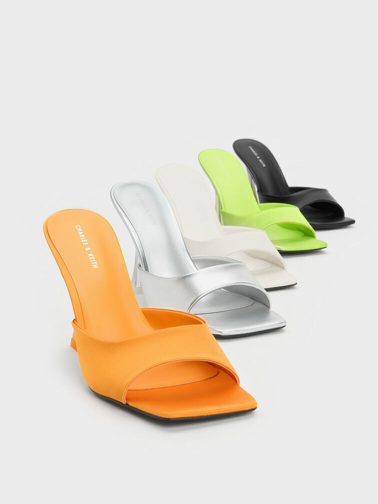 Clear Flared Heel Mules, Green, hi-res