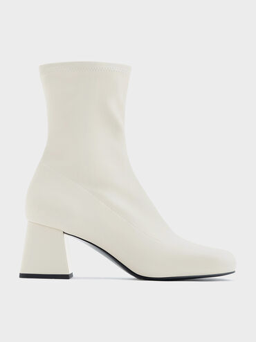 Jully Metallic Trapeze Heel Ankle Boots, Chalk, hi-res