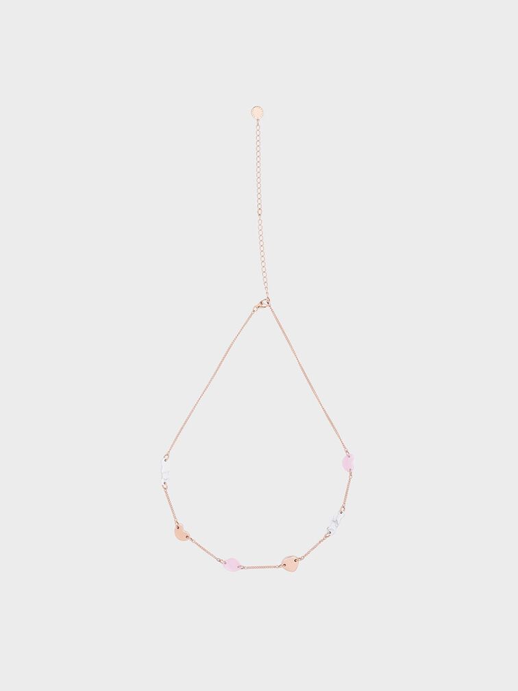Resin Embellished Chain Link Choker, Rose Gold, hi-res