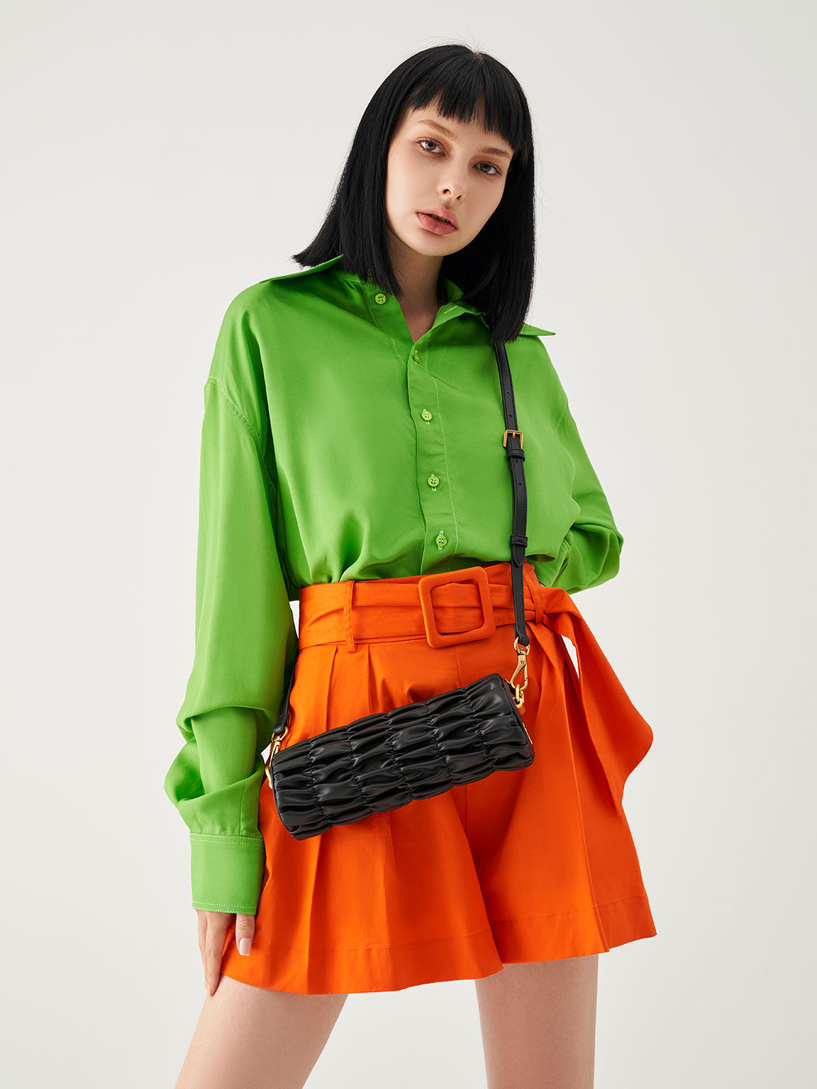 Black Tallulah Ruched Chain-Handle Shoulder Bag - CHARLES Black Tallulah Ruched Chain-Handle Shoulder Bag - CHARLES