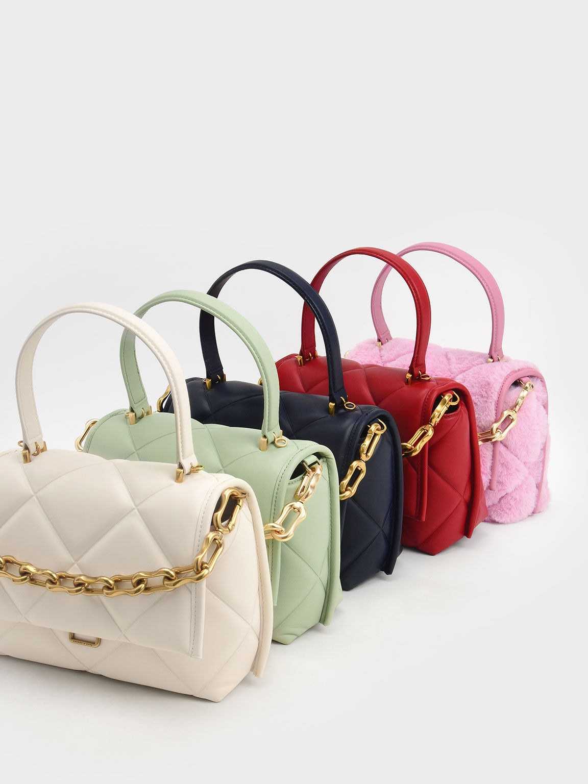 Navy Gemma Chunky Chain Link Quilted Bag - CHARLES & KEITH SA