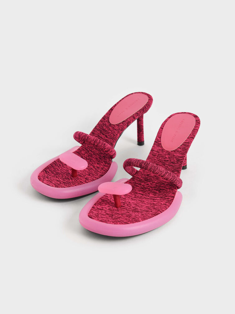 Electra Recycled Polyester Heeled Thong Sandals, Pink, hi-res
