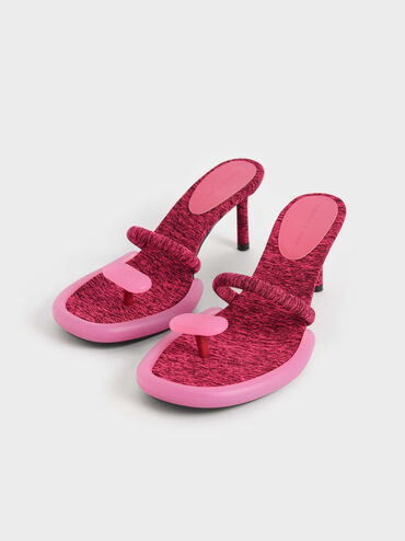 Electra Recycled Polyester Heeled Thong Sandals, Pink, hi-res